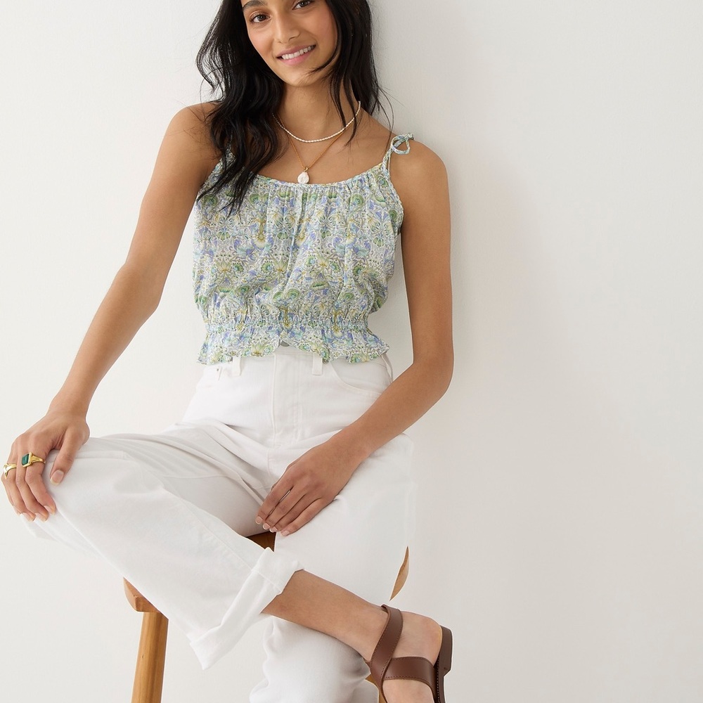 J CREW ORGANIC COTTON LIBERTY LODDON RUFFLE WAIST TANK NWT SZ MED